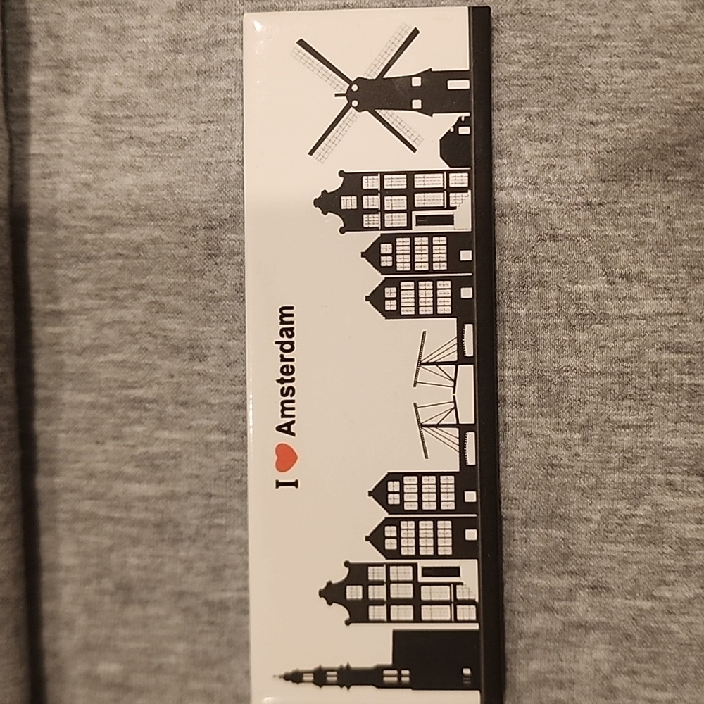 Amsterdam Skyline Fridge Magnet with Black and White Design